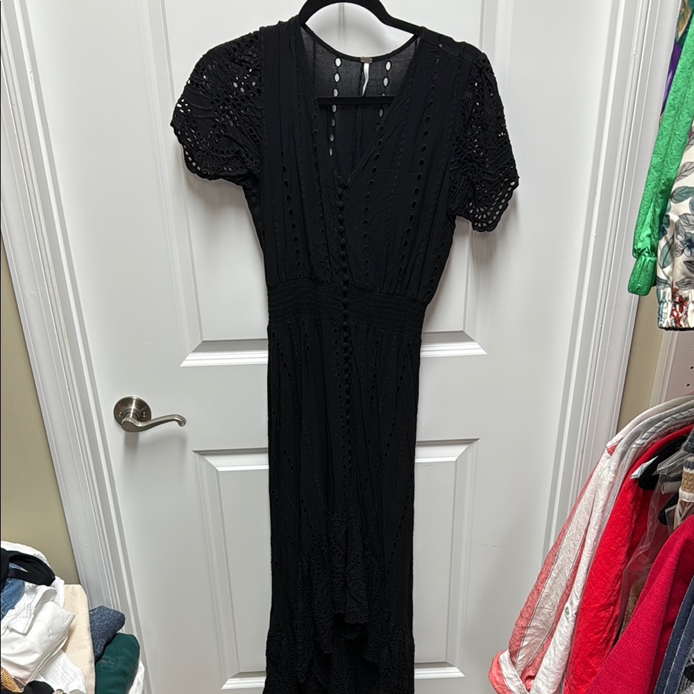 Black Short Sleeve high low dress
